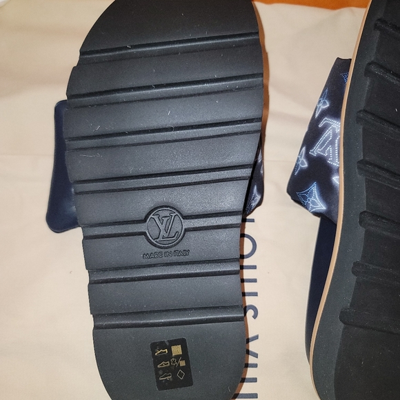 Louis Vuitton By the Pool Sandal Monogram Black Blue Rubber Outsole 39=9US Mule - Picture 10 of 17